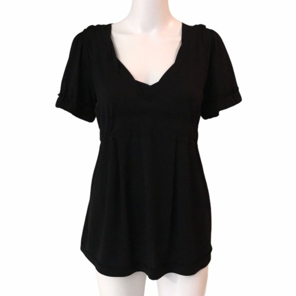 MARC JACOBS Black V-Neck Short Sleeve Blouse